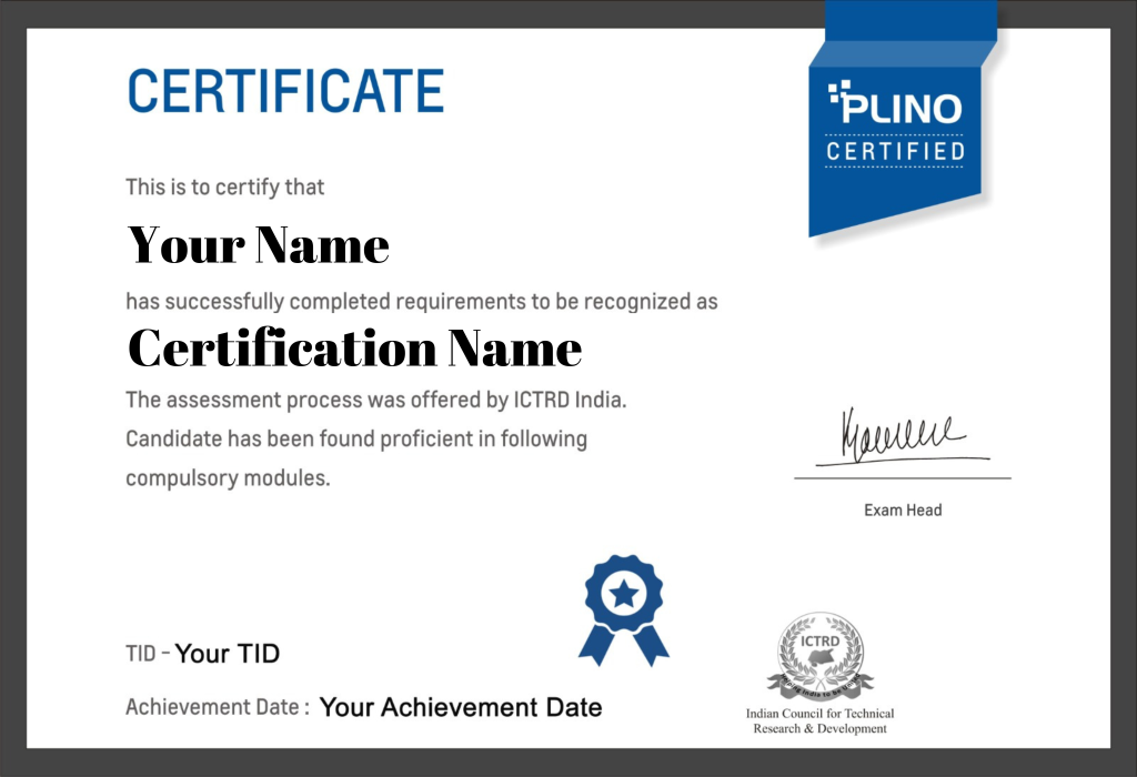 Plino Certification